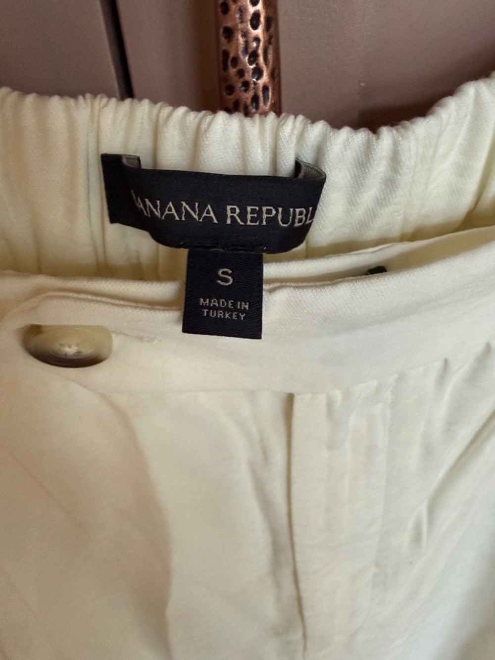 Banana Republic Pleated White Wide-Leg High-Waist Trousers - Picture 2 of 7